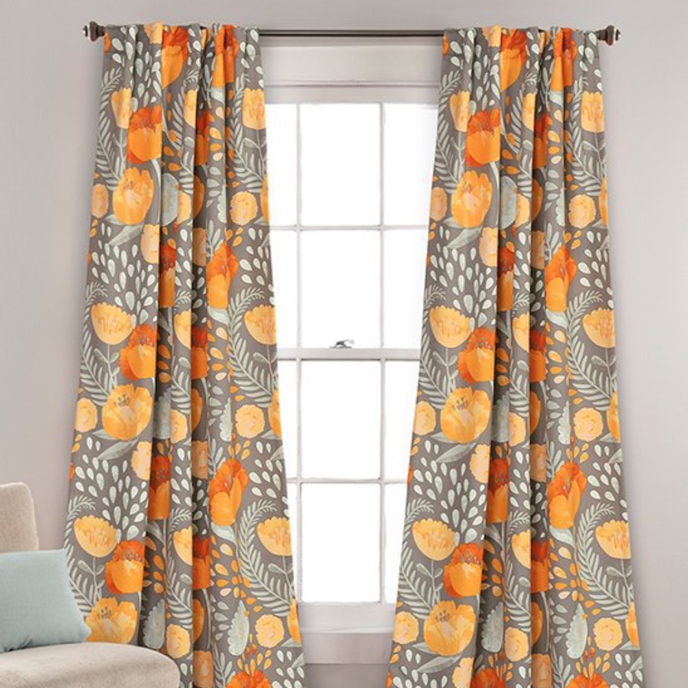 NEW Poppy Garden Window Panels - Set of 4